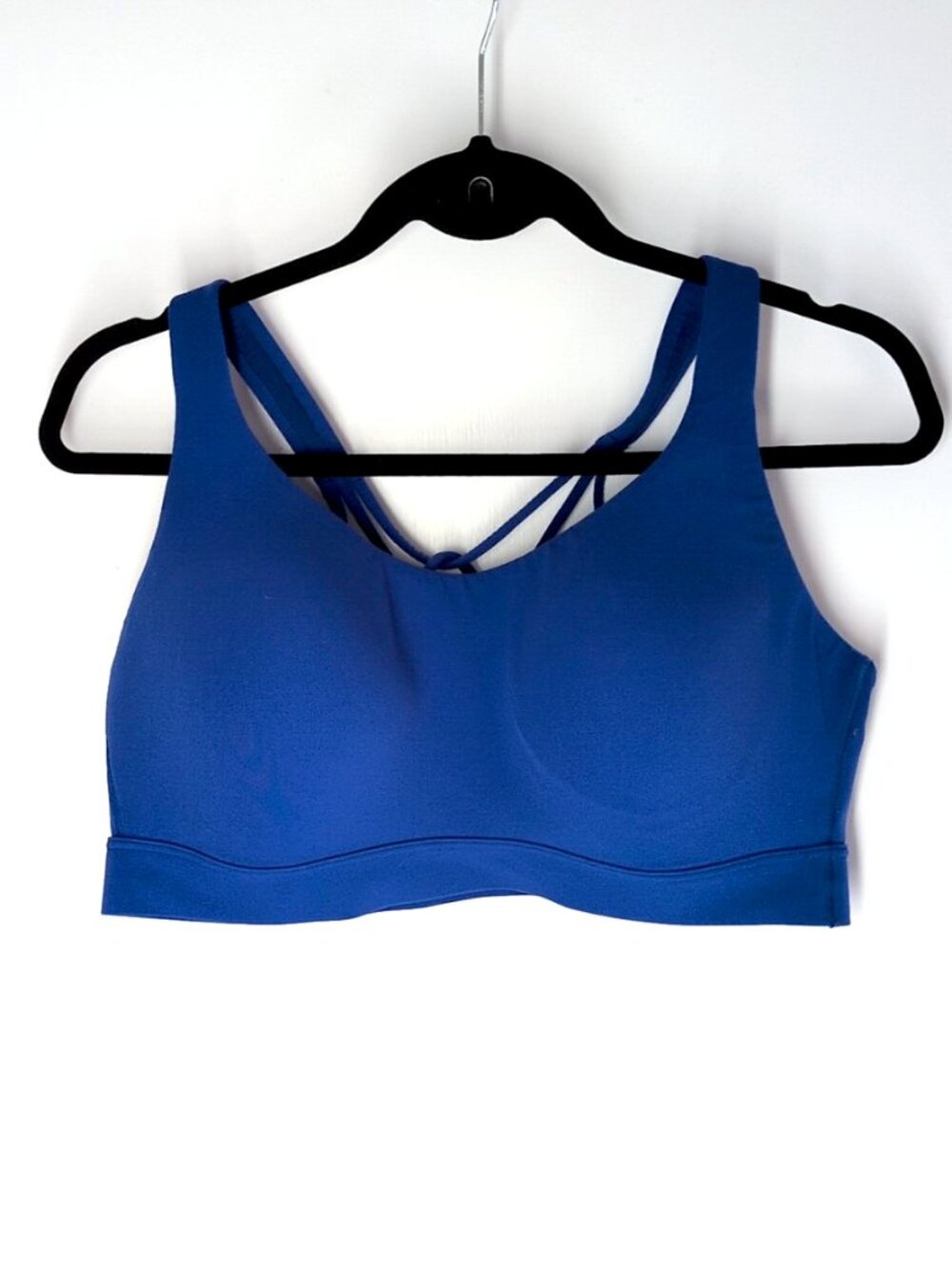 Athleta Perfect Form sports bra L D-DD Varsity blue strappy lined